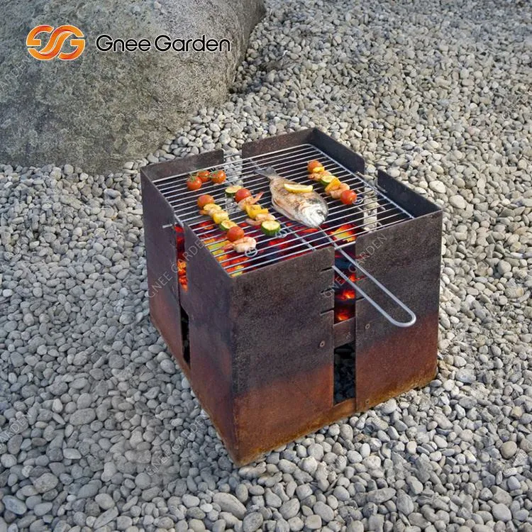 Corten tērauda kokogļu grili