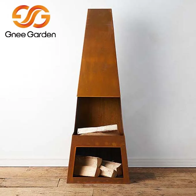 Āra brīvi stāvošs Corten tērauda sarūsējis kamīns